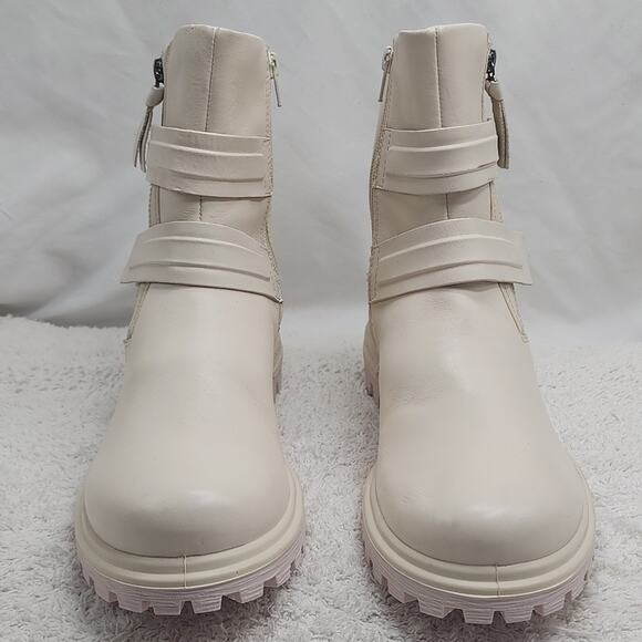 ECCO TREDTRAY COLOR LIMESTONE VELCRO STRAPS ZIPPER MOTO FASHION BOOT WOMEN'S 40 - Picture 5 of 16